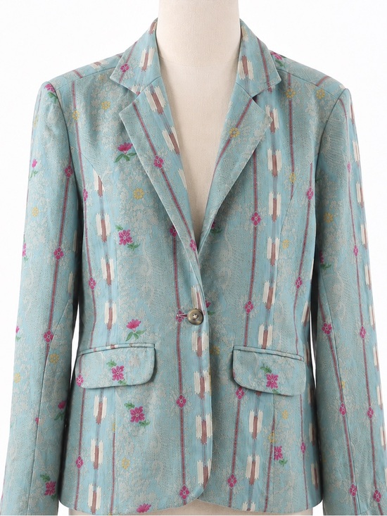 Sundance Jackets & Blazers - Vintage Sundance Turquoise  embroidered Floral-Accented Stripe Blazer L